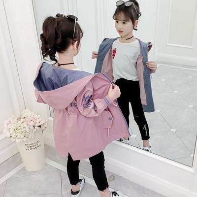 Spring Autumn Long Sleeve Hooded Jacket For Girls  Windbreaker Girls Children Teenage Kids Clothes