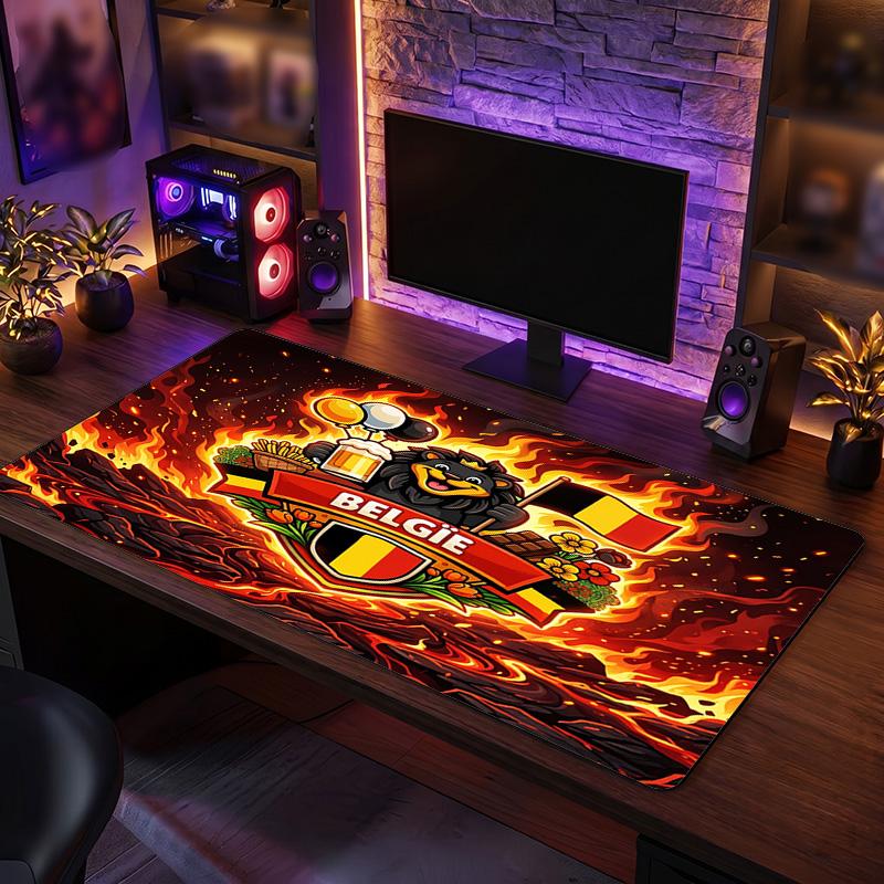 Belgium Football Crest Mouse Pad, Extended Non Slip Rubber Desk Mat for Gaming Office Laptop Fan Gift