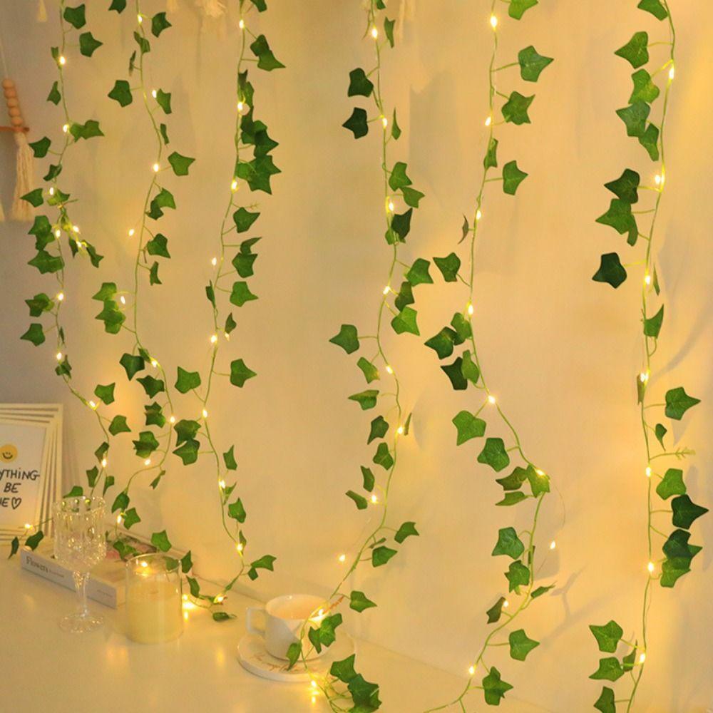 Battery Powered Imitation Leaf  String Light Green Leaf Artificial Leaf Lights  Party Decoration