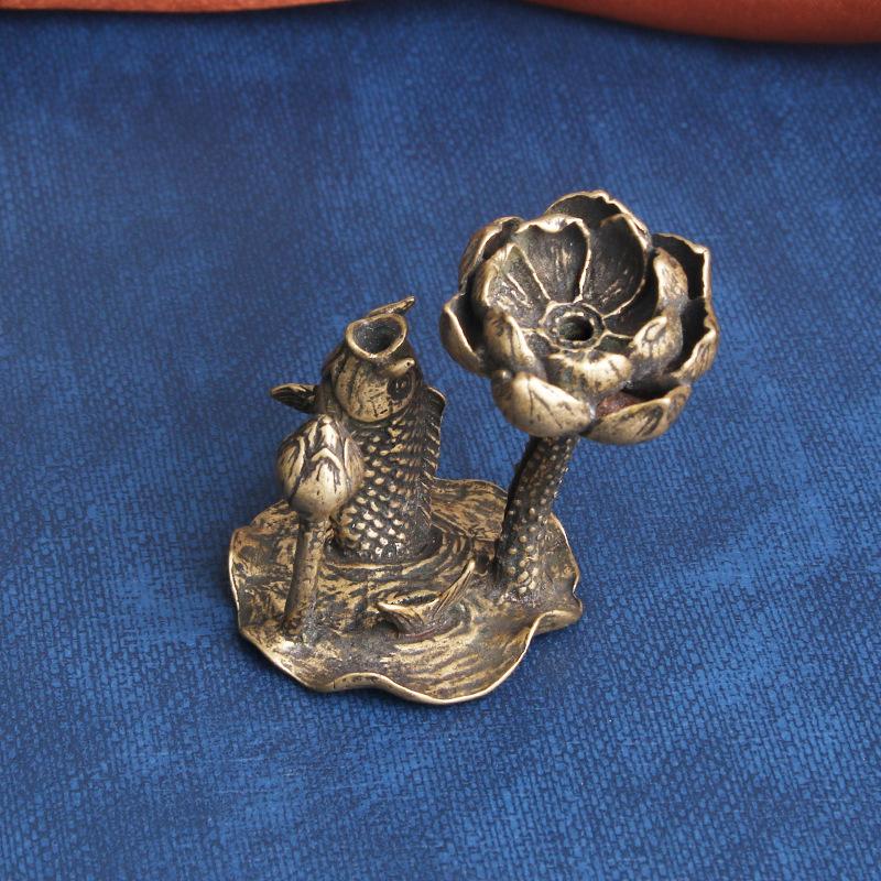 Pure Brass Koi Holder Desktop Decoration By Year There Are More Lotus Backflow Aroma And Incense Burner Old C