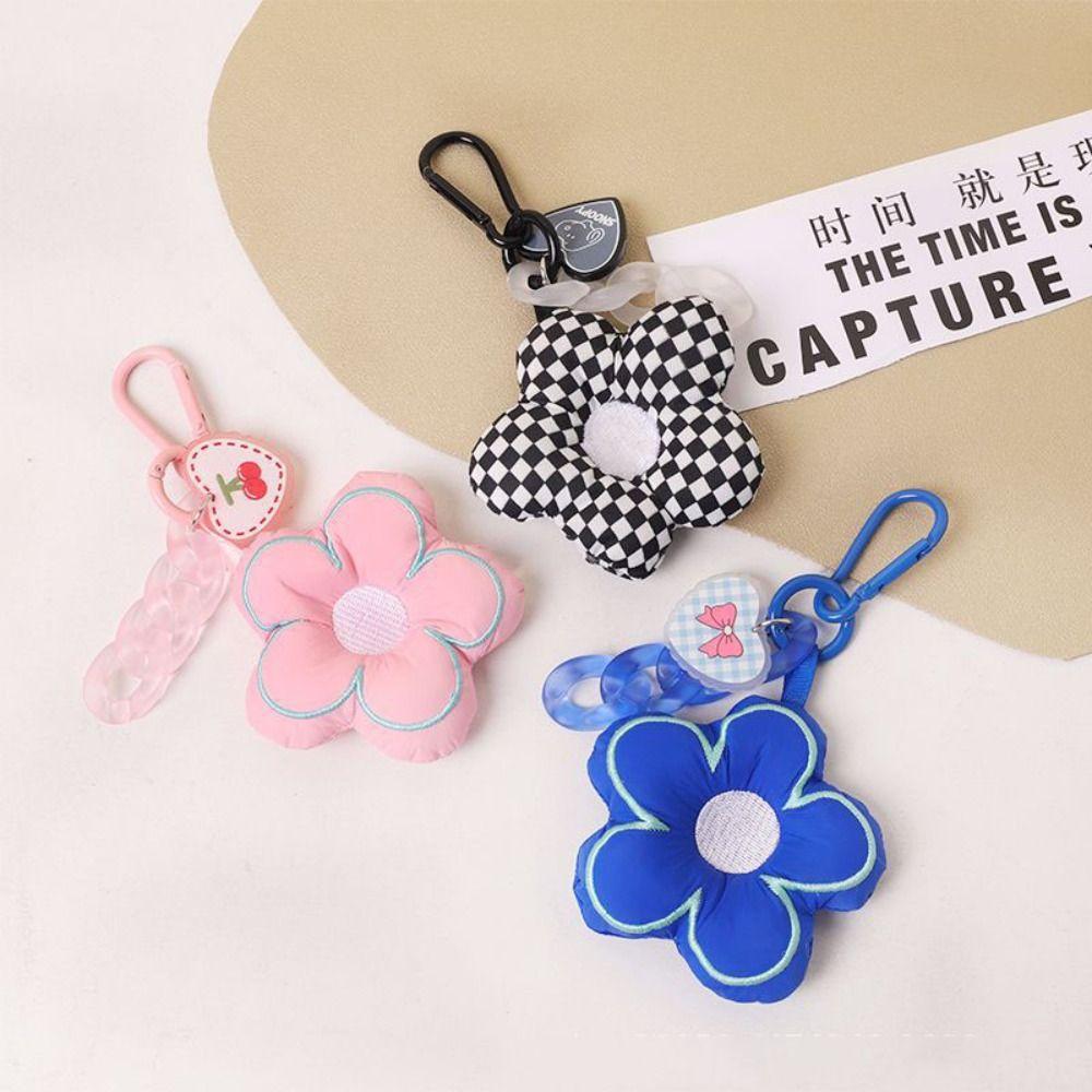 

Plush Key Buckle Backpack Charms Plant Shape Keyring Peach Heart Keyring Fabric Flower Keychain розовый