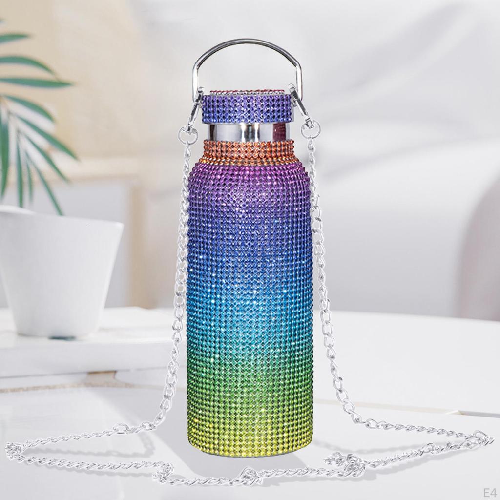 Bottle with Chain 500ml Glitter Vacuum Mug for Travel Drinking Kettle