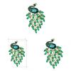 Retro Green Peacock Brooch With Alloy Rhinestone Animal Pin For Women Decor