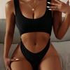 2025 Sexy European & American Crop Top Bikini One-Piece Swimsuit - Women's Pure Desire Beachwear