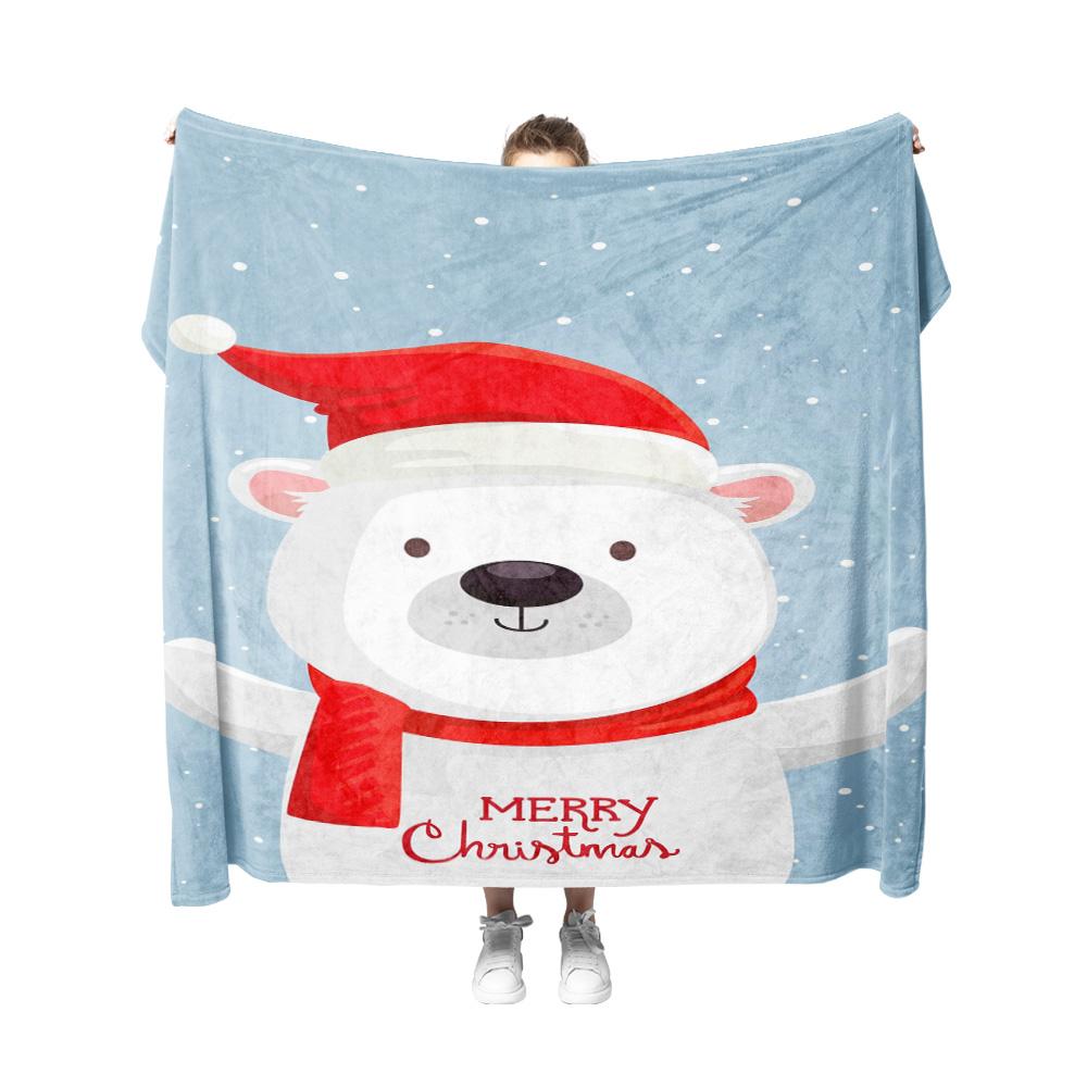 Tuniu Merry Christmas Plush Teddy Bear Kids Fleece Blanket Sofa Bed Throw Warm Soft Cute Gift