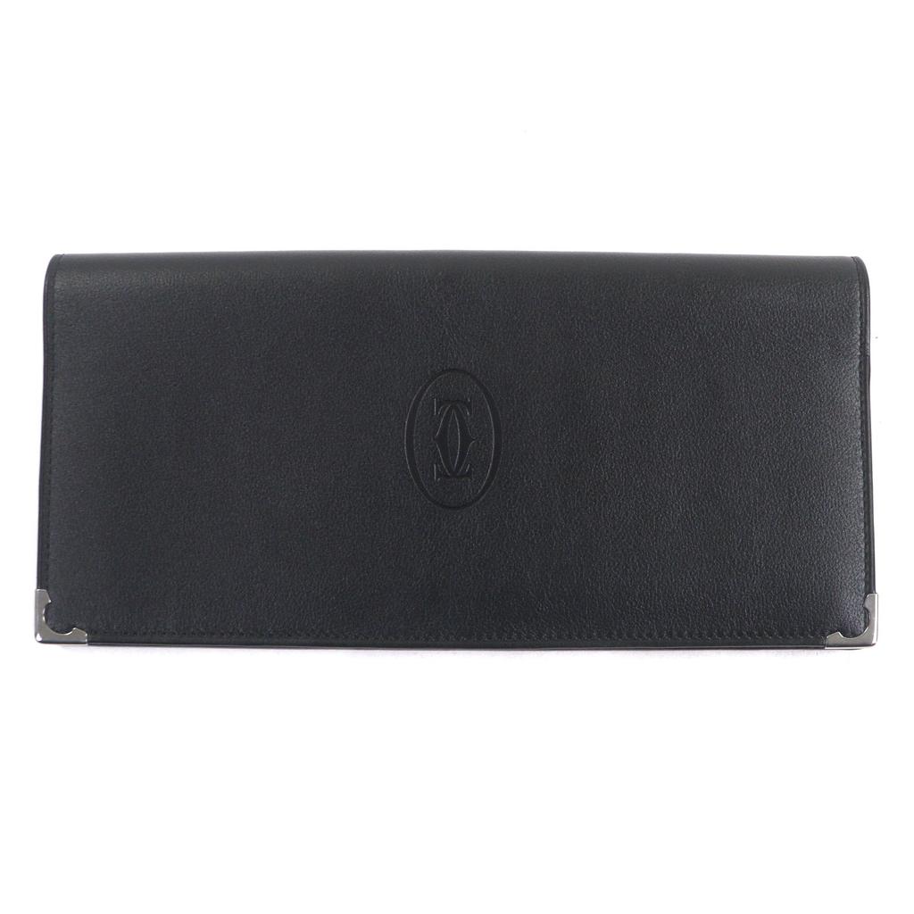 Excellent Cartier Purse black leather mens L3000583 Used