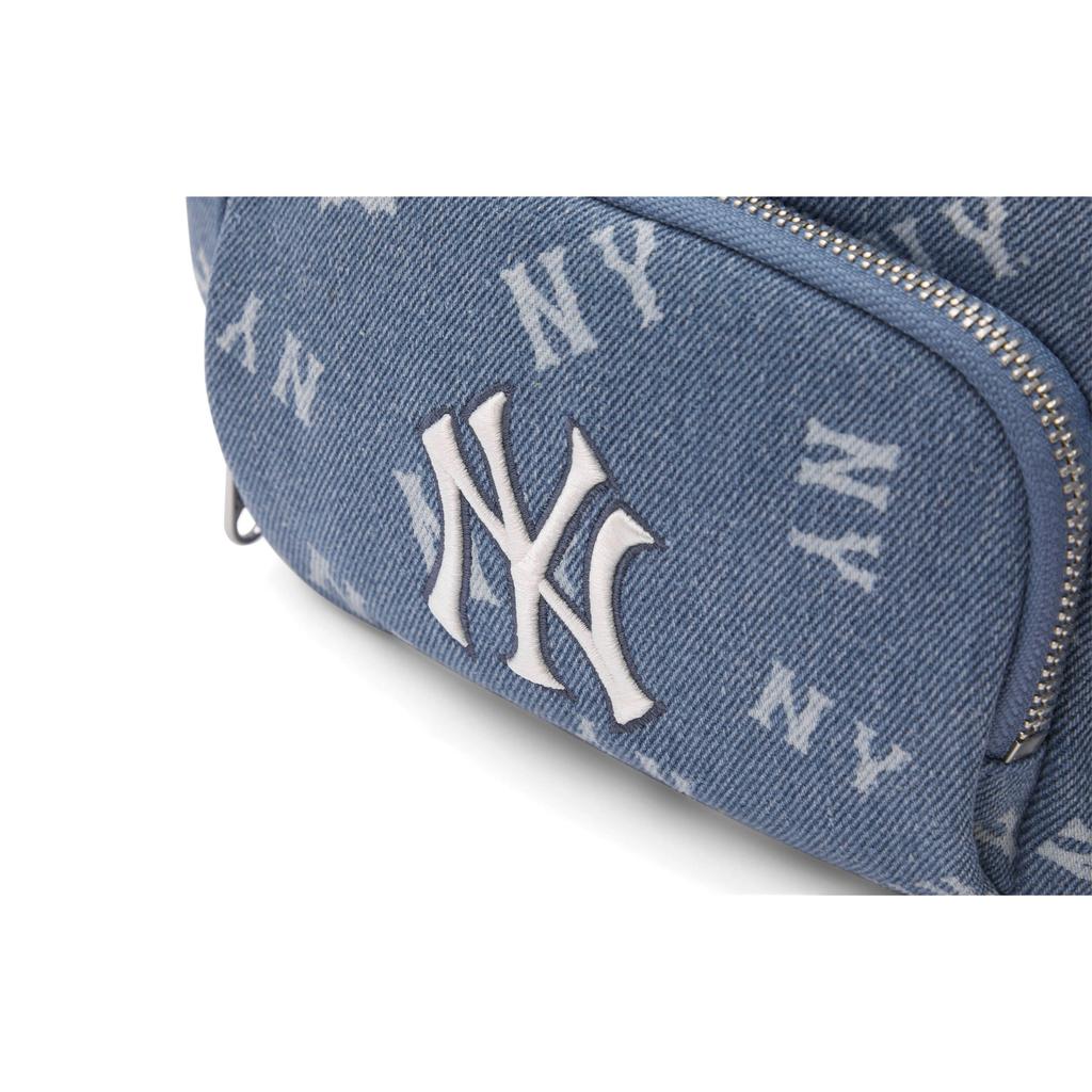 MLB 24FW Floral Series New York Yankees Denim Blue All Over NY Embroidered Letter Polyester Shoulder Bag Crossbody Waist Bag 3AHSM034N-50INS