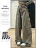 Women's Army Green High-Waisted Wide-Leg Cargo Pants - Petite, Loose-Fit, Slimming, Casual Spring 2026 Style