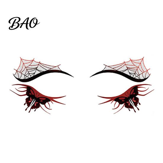 Pavoučí síť Face Art Halloween Dočasná tetování pro ženy, Vodotěsné dýňové pavoučí sítě Festivalové samolepky Oční samolepky Maškarní karneval Cosplay