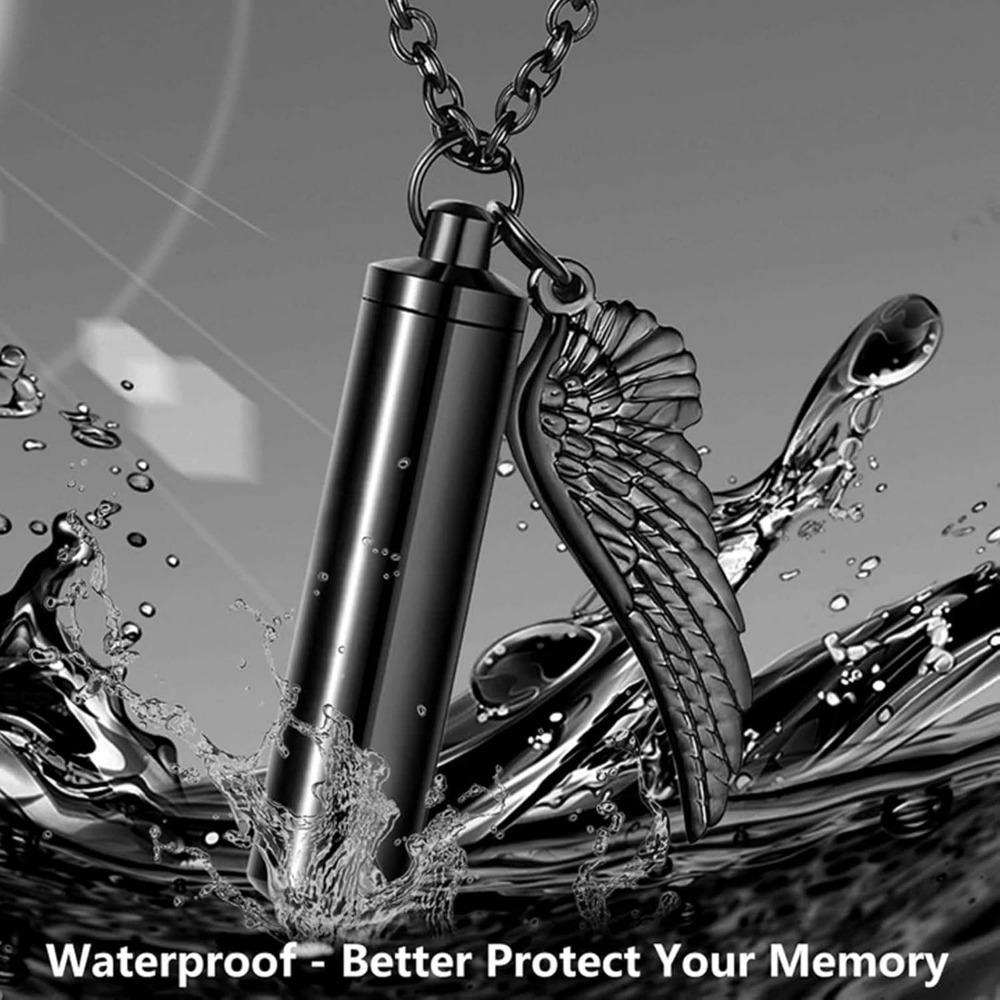 Ashes Pendant Cylindrical Small Wings Memory of Loved Ones Pet Cat Dog Necklace Easy To Carry Everyday Wear Pet Tribute Supplies