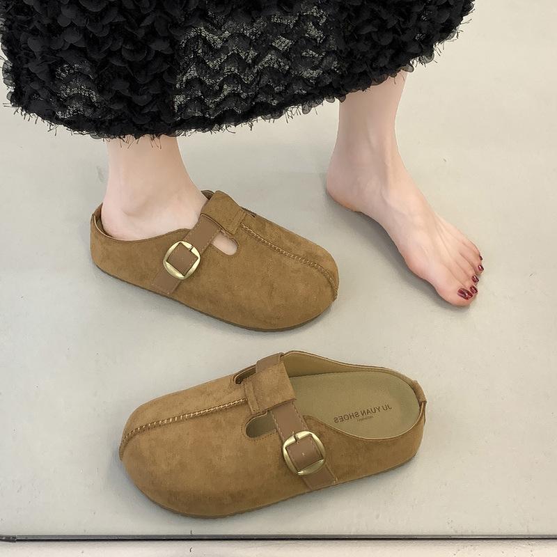 

Ретро туфли Birkenstock на толстой подошве с внутренней платформой, полушлепанцы с закрытым носком, женская верхняя одежда, осень 2025, новая модель Muller Boken, одинарные туфли 40 верблюд