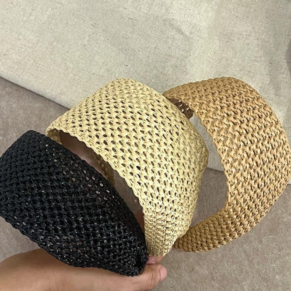 Bandeau Cheveux Ajouré Tressage Rotin Accessoires Cheveux Élégant Bandeau Tressage Paille Femme