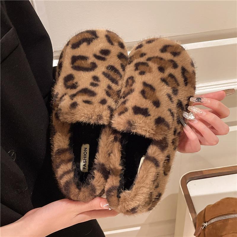 Retro Style Plaid Cotton Shoes for Women's Outer Wear In the Winter of 2025, New Home Indoor Thick-soled Non-slip Fluffy Shoes