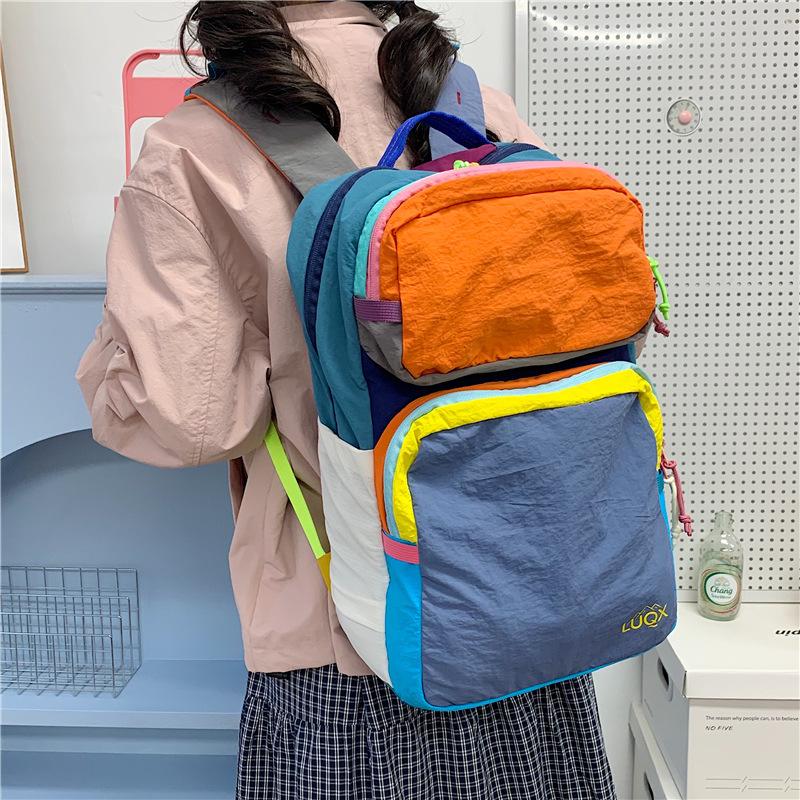 Schoolbag Contrast Color 11 Casual Hiking Bag Backpack Outdoor Dopamine Travel Large Capacity Backpack Lightweight School Bag