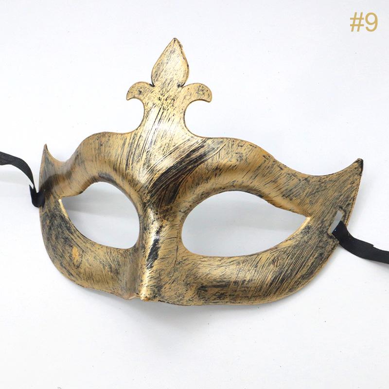 1PC Masquerade Mask Vintage Prince Mask Black Antique Copper Half Face Mask Plastic Halloween Costume Party Mask Women Men