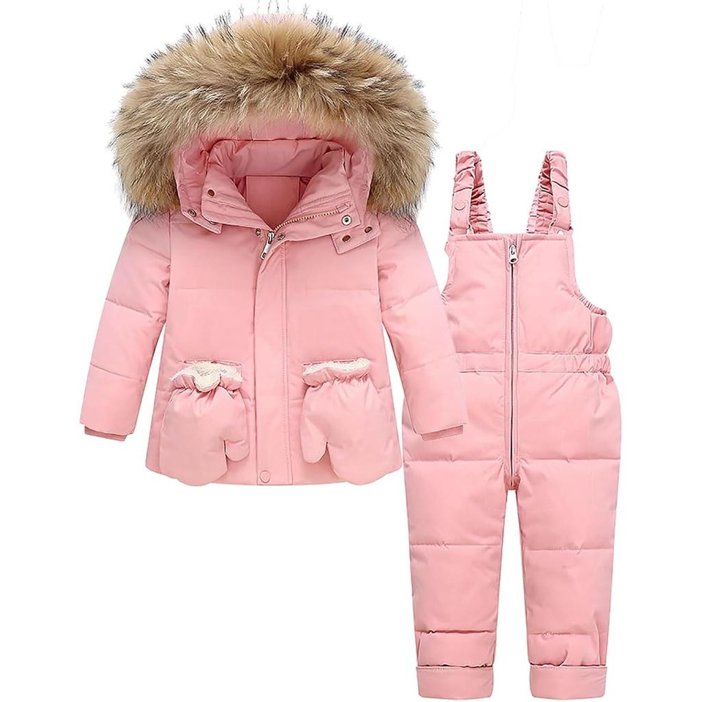 Baby Snowsuit Set, Toddler Winter Down Jacket and Pants, 90% Duck Down, Waterproof Windproof Hooded Coat for Kids