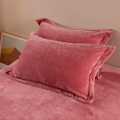 2pcs Winter Flannel Pillowcase 48*74cm Solid Velvet Pillow Cover Comfortable Soft Warmth Blue Green Home Domitory Bedding