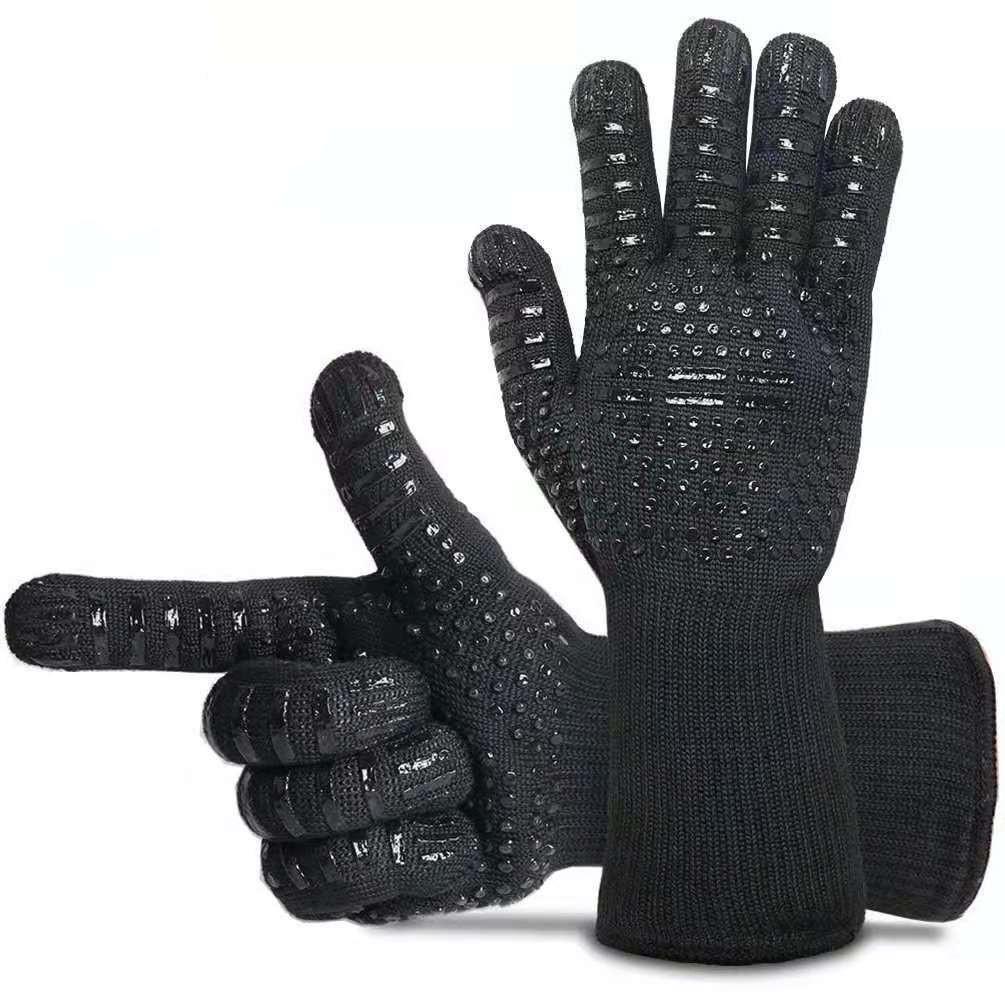 Guanti da barbecue spessi, guanti da forno ad alta temperatura, 500-800 gradi, resistenti al fuoco, isolati dal calore, per microonde