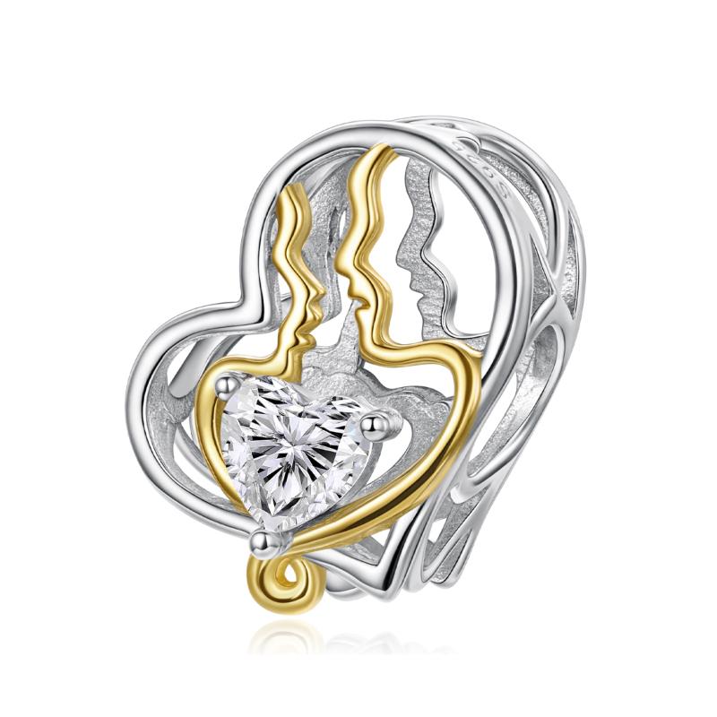 WOSTU Valentine Series 925 Silver Love Heart Charms Key Pendant Murano Glass Bead Fit Bracelet Jewelry Making Gift For Lover Her