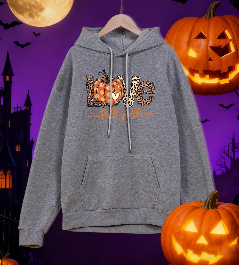 Love Happy Halloween Print Male Hoodie Casual Oversized Streetwear Pocket Fleece Hoody Hip Hop Multicolor Mens Pullover