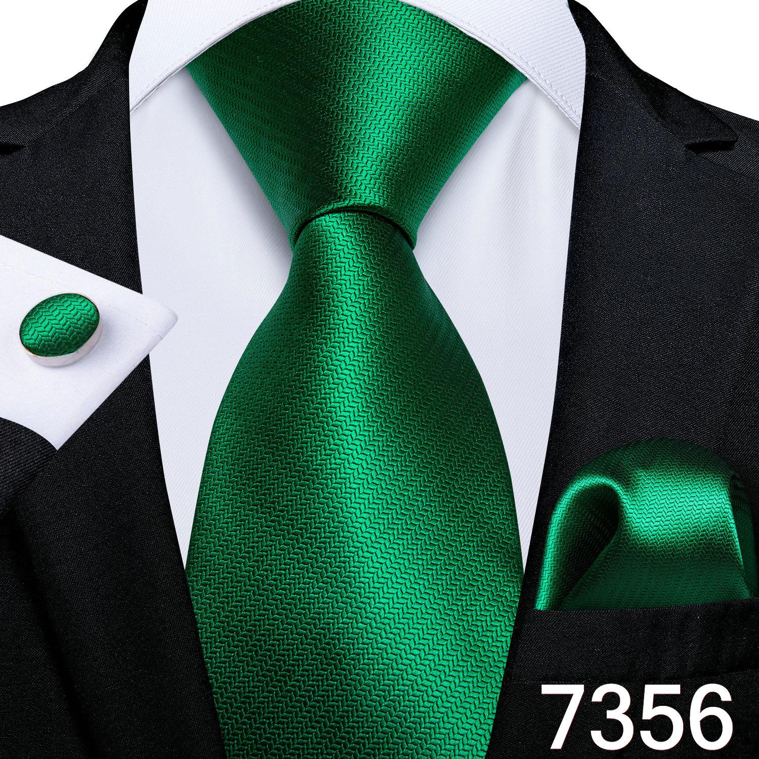 

Чоловічий комплект краваток Зелена краватка Формальна шовкова краватка Хустка Запонки Набір весільних аксесуарів Dibangu N-7356