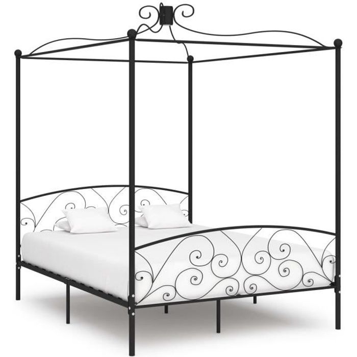 VidaXL Black Metal Canopy Bed Frames 180 X 200 Cm