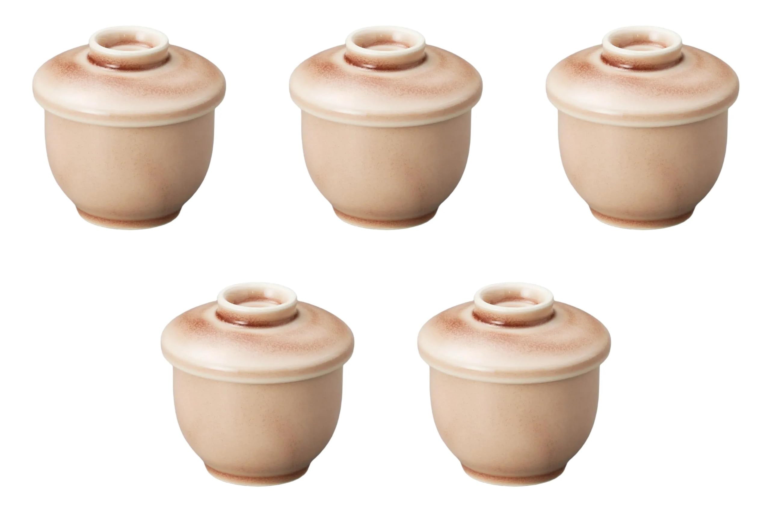 

Set of 5 Rose Quartz Steaming Bowls x Steaming Bowls by Setomonohonpo (Small) [7.5 8.2cm (180cc)]