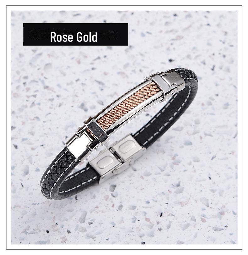 Men’s Luxury Stainless Steel & Microfiber Braided Bracelet