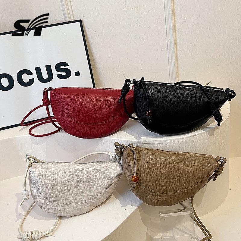 Trendy and simple women's bags, first layer cowhide, niche versatile single shoulder messenger bag, high-end underarm dumpling bag women