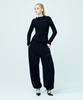 Attention Row For Woman Cloud Winkle Half-Neck Long-Sleeve T-Shirt (Black)