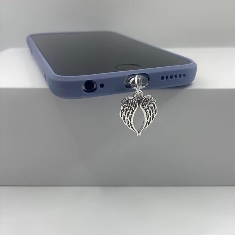 1pc Alloy Wing Phone Charm, Universal Dust Plug Pendant for IPhone/Type-C Devices, Beautiful Mobile Phone Accessories, Mobile Phone Decorations