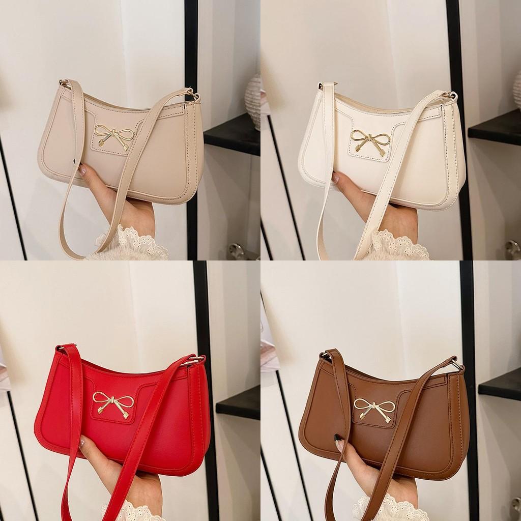 Stylish Retro Solid Color Bowknot Shoulder Bag For Women Perfect For Casual Commuting