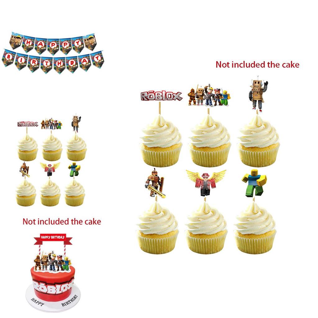 Kit de Fournitures de Fête d'Anniversaire Roblox avec Bannière, Ballons et Décorations de Gâteau Vibrants pour Enfants