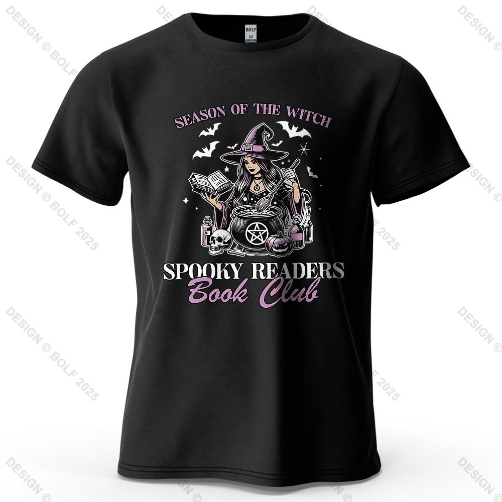 Witchy Book Club Printed Men's T-Shirt 100% Cotton Oversized Mysterious Unique Graphic Tees for Women Tops Tees Reading