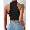 Suéter básico de verano para mujer, camisetas sin mangas, suéter informal de punto acanalado sin mangas para mujer, Top corto elástico con corsé, Top corto con cuello Halter