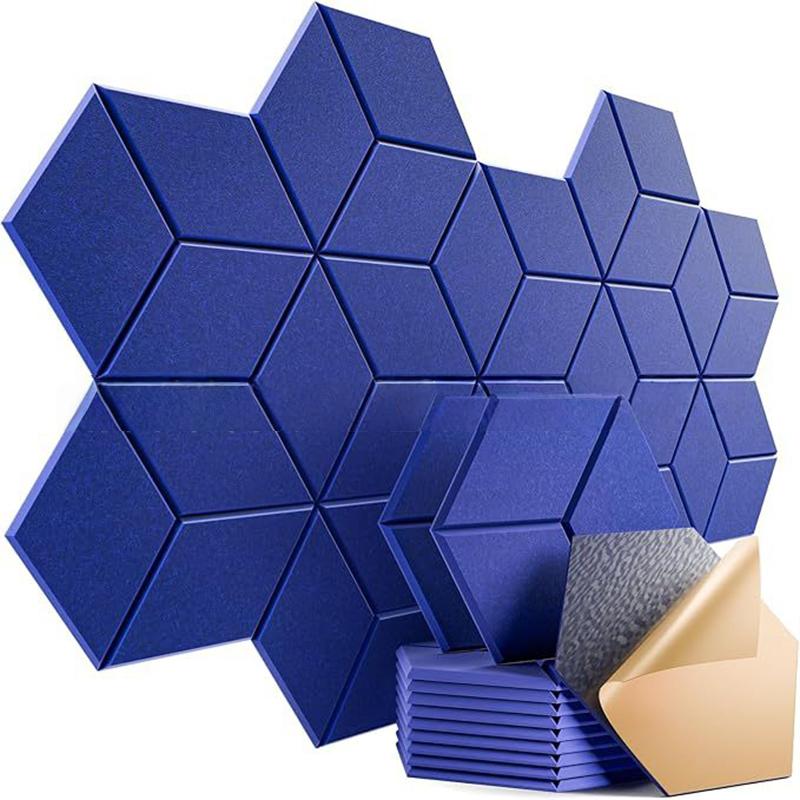 12 Stück Selbstklebende Sechseckige Akustikplatten Akustikschaumplatten Y-förmiges Design Absorbiert Geräusche Hintergrundwand Dekor