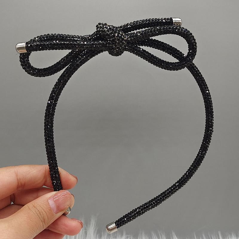 

Роскошная повязка на голову со стразами: Европейско-американский дизайн, круглая трубка с бриллиантами, элегантный женский аксессуар для волос чёрный