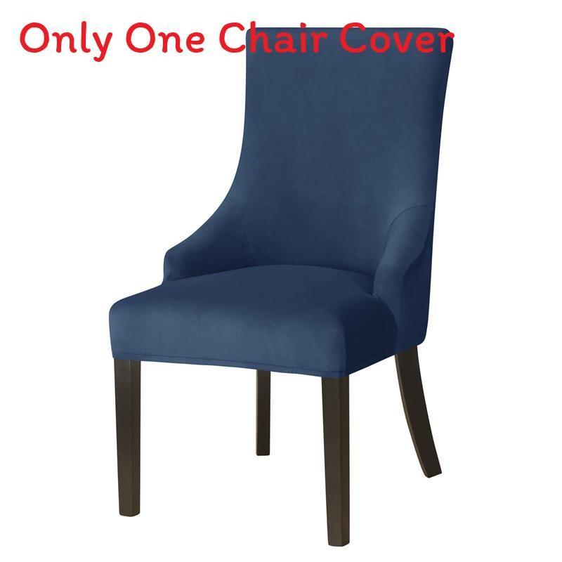Stretch Velvet Wingback Chair Cover High Back Sloping Arm Dining Chairs Cover