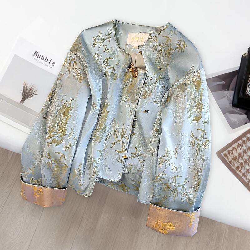 Women s Jacquard Colorblock New Chinese Style Long-Sleeved Coat L