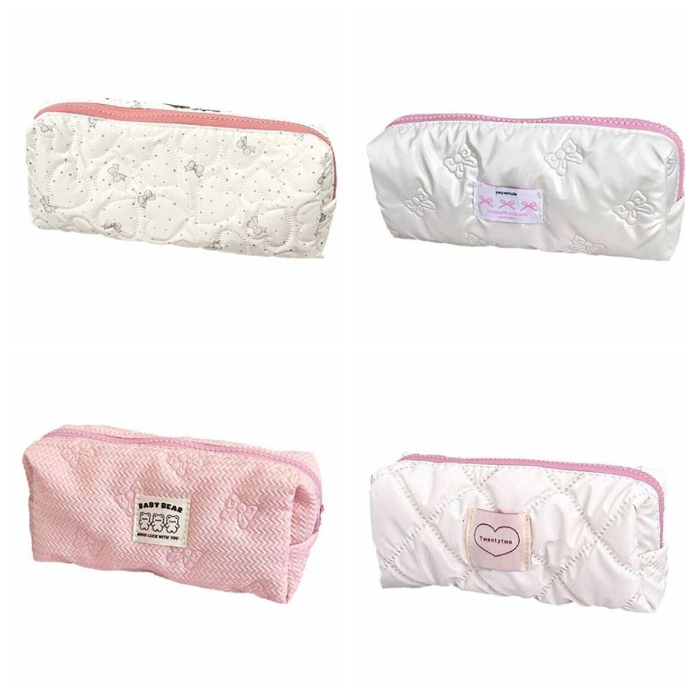 Large Capacity Pen Bag Bowknot Cosmetic Bag Cute Stationery Bag