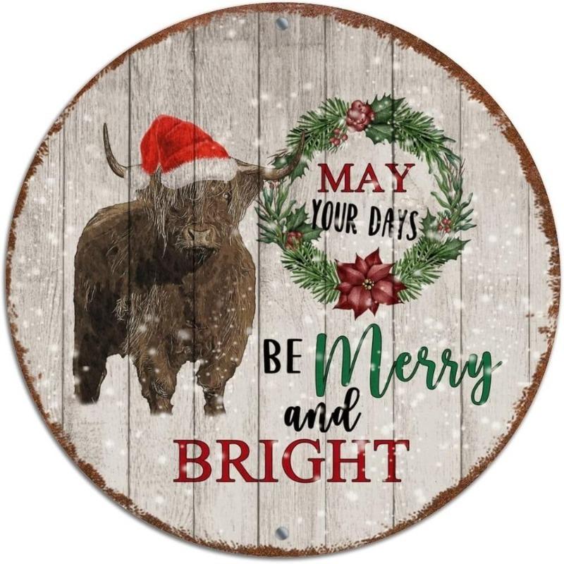 Hexenbesen Halloween Schild, Runde Aluminium Wandplakette 20x20cm