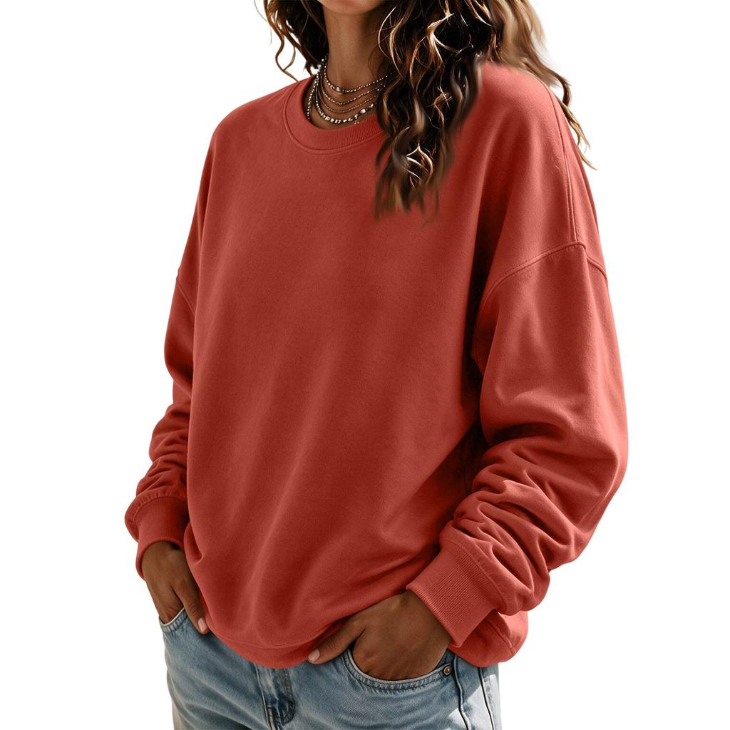 Women's Crewneck Sweatshirt Long Sleeve Color Casual Top for Everyday Wear