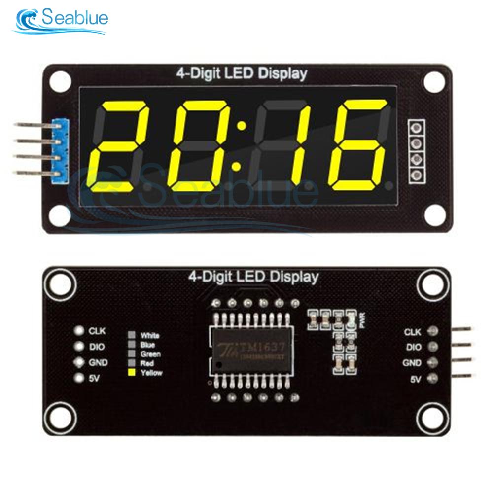 0.56 Inch 0.56" 4-Digit Digital Display Tube Decimal 7 Segments TM1637 LED Module Board for Arduino Red Green Yellow Blue White