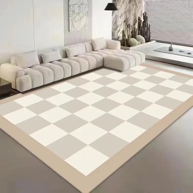 Modern Classic Lattice Carpet Home Decoration Living Room Large Area Bedroom Carpet Non-slip Fluffy Soft Rugs Washroom Floor Mat