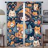 Cute Girl With Cats Modern Living Room Curtains for Camera Shades Window Curtain Halloween Decoration Curtains 2 Pieces Kitchen