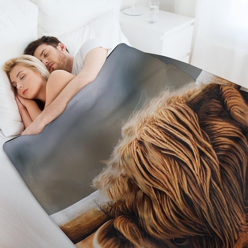 Der Große, Hochlandrind in Farbe Überwurfdecke Flanellstoff Beschwert Shaggy Schwere Decken