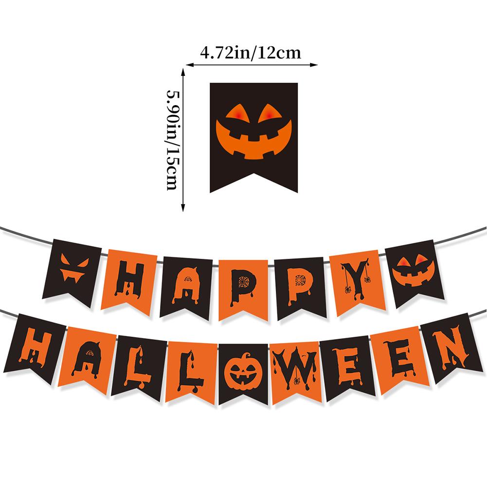 Happy Halloween Banner Ghost and Pumpkin Bunting Pennant Flag Photo Home Porch Atmosphere Party Decor Supplies