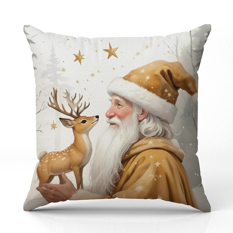 

Новая белая наволочка на подушку снеговик Рождественская льняная наволочка с принтом праздничное украшение комнаты дивана наволочка