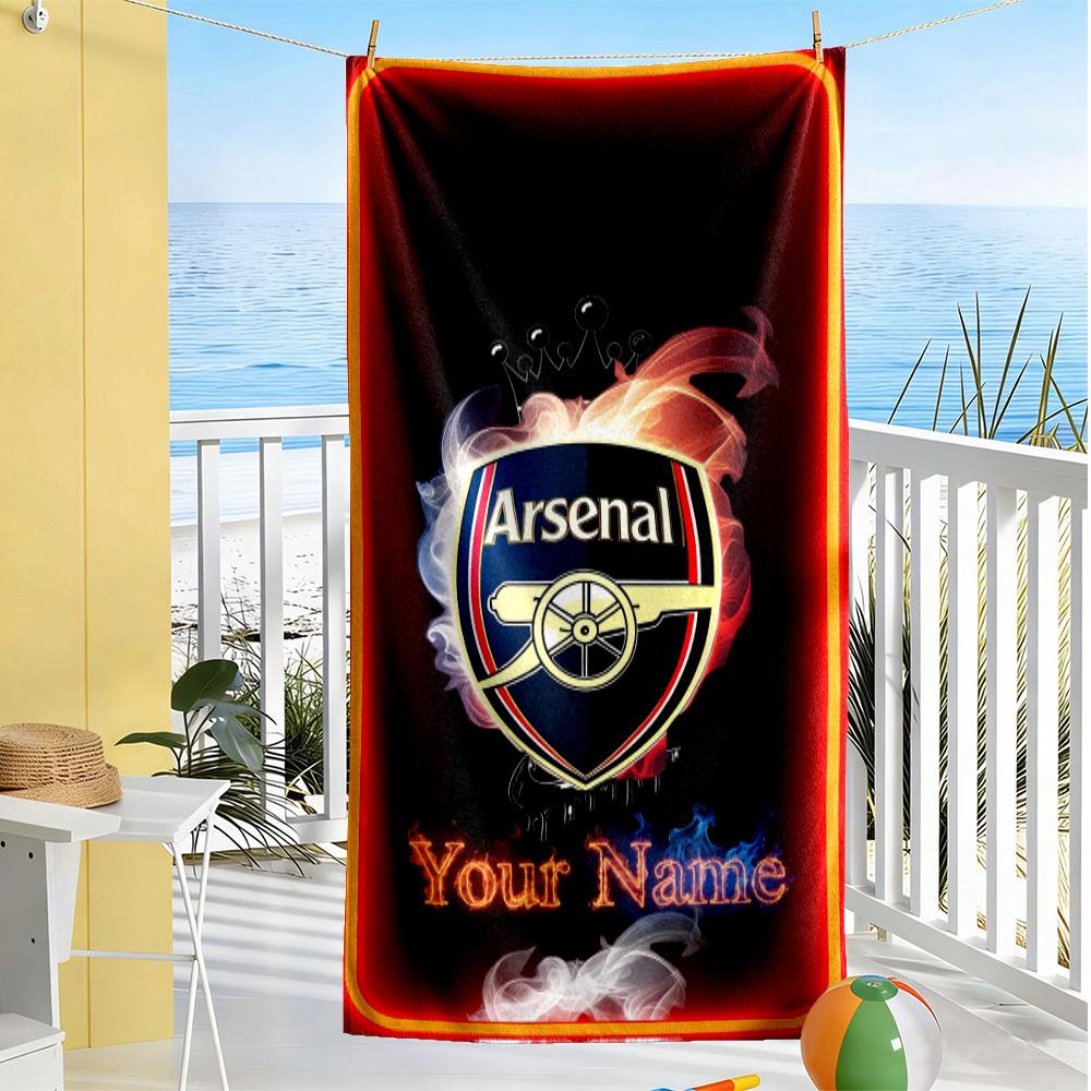 Arsenal F.c. Customize Your Name Beach Towel Super Soft & Absorbent Perfect for Traveling Yoga Camping and Swimming