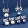 2026 New Huabi Jewelry Copper Bottom Gold-plated Pearl Temperament Bow Set Women's 14-12mm